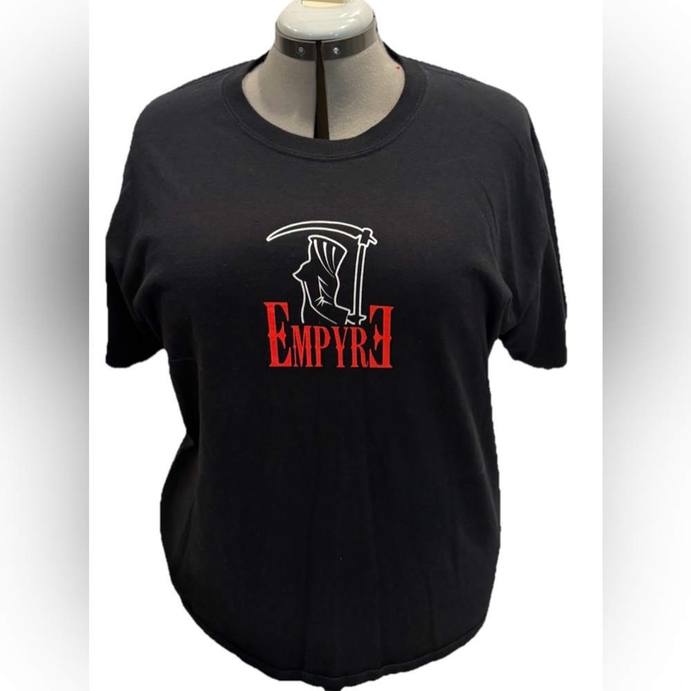 Empyre Feel No Pain T-Shirt Adult Large Black Roses Grim‎ Reaper Double Sided